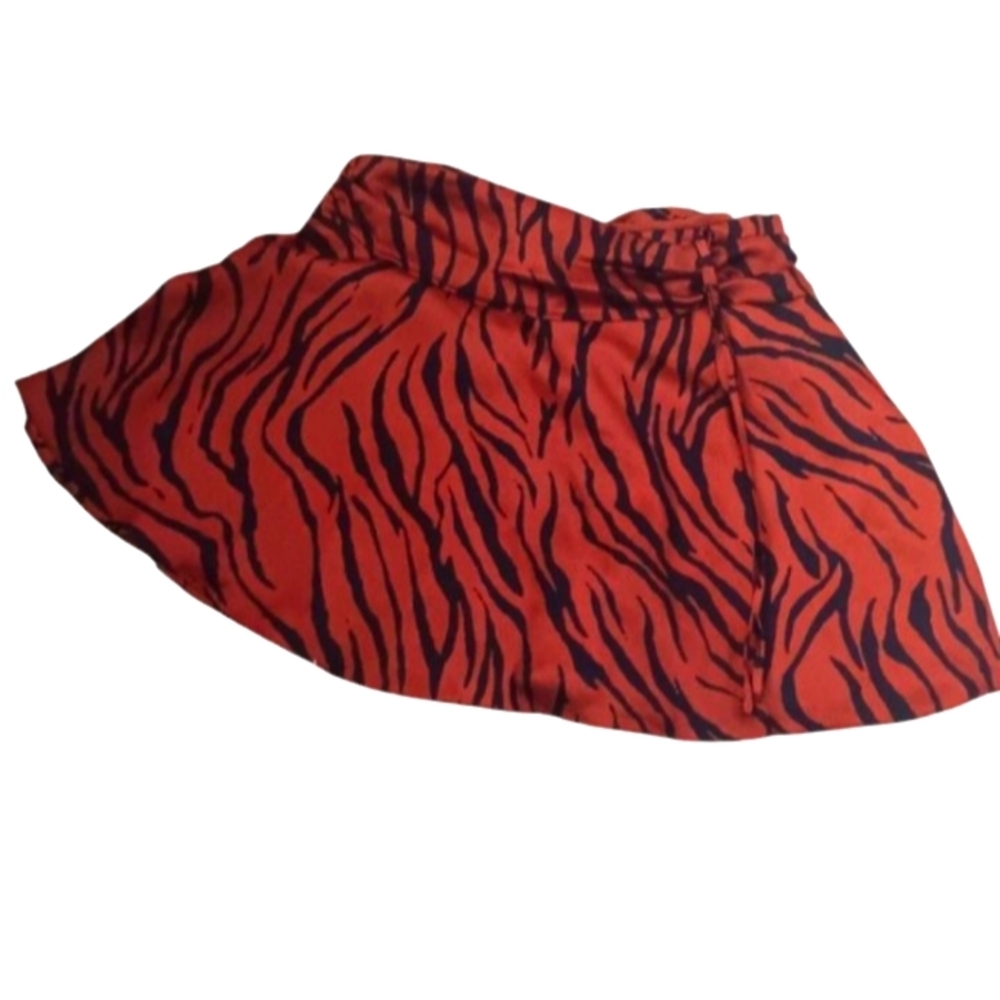 Stylish Zebra Print Skirt - Black & Brown Bar   iii Sz XL
